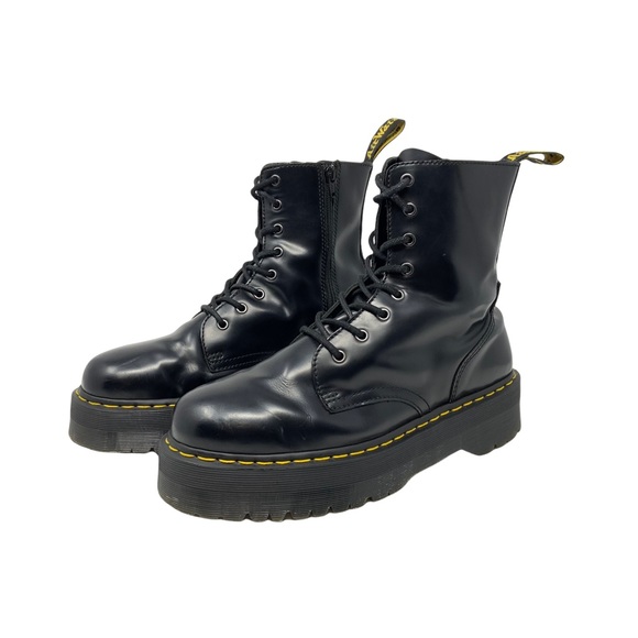 Dr. Martens Womens Jadon Leather Platform Boots Size 12 Black 8 Eye Goth Grunge - Picture 2 of 12